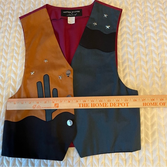 Lilia Smitty Western Attitude Cactus Vest Medium Cotton Studded Cowgirl Texan - Picture 8 of 12